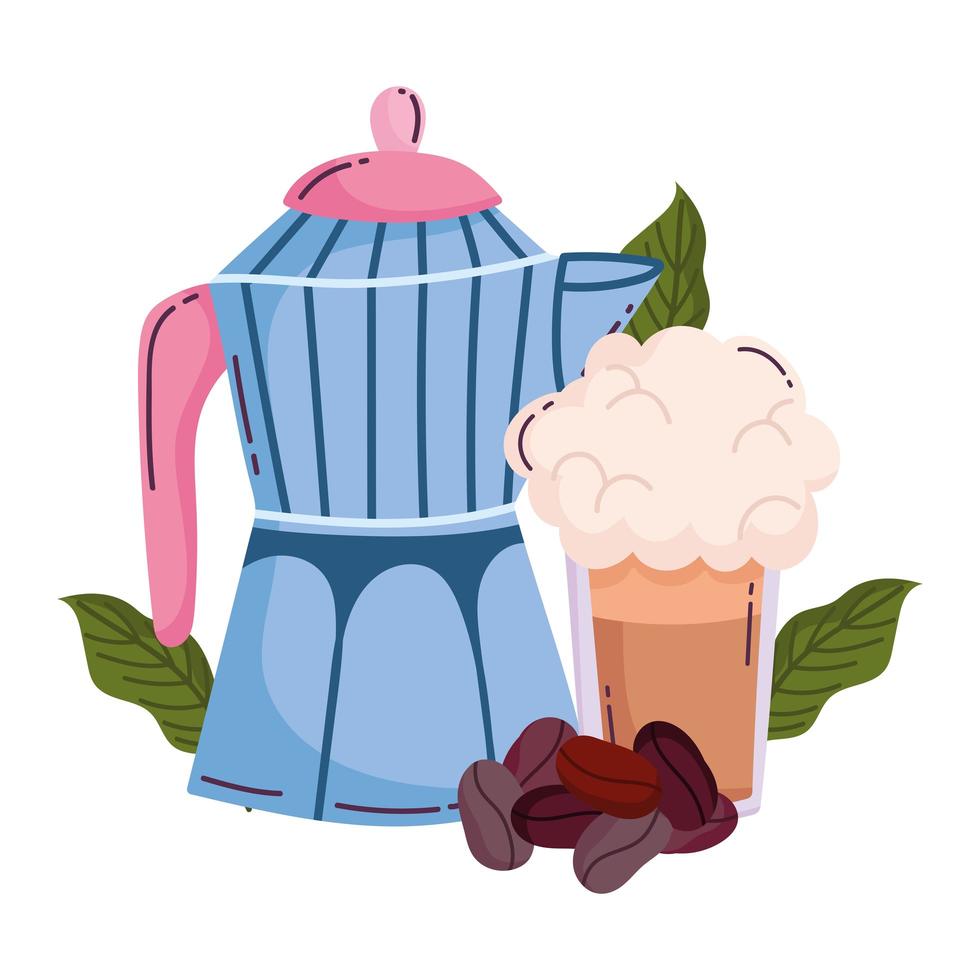 coffee brewing methods, moka pot smoothie and grains vector