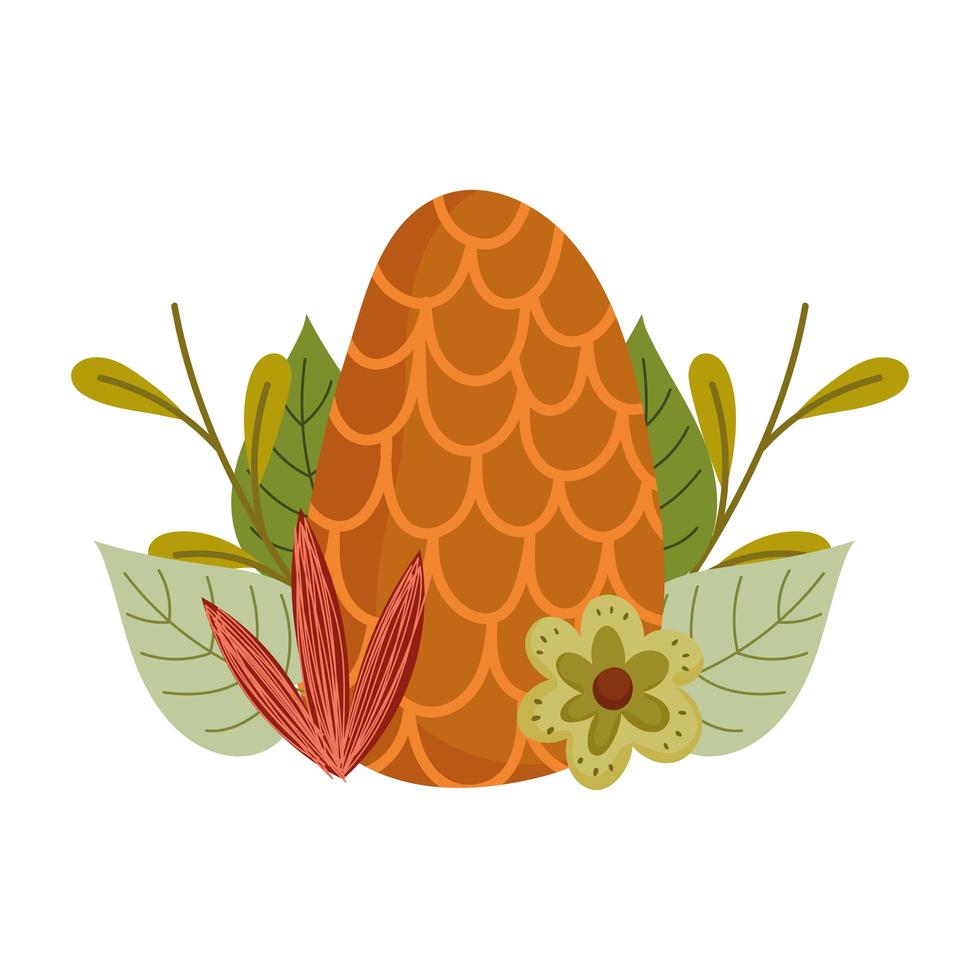 autumn pine cone flower leaf branch vegetation vector