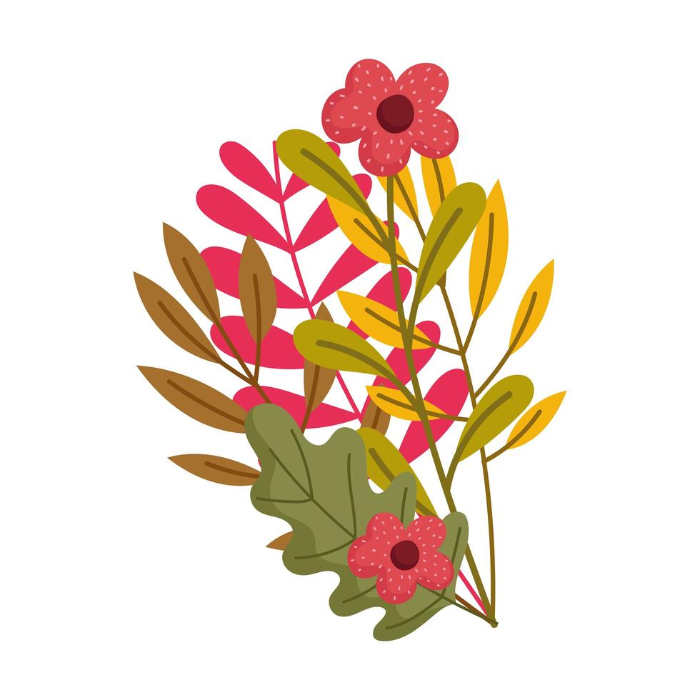 autumn branch leaves flowers nature foliage vector