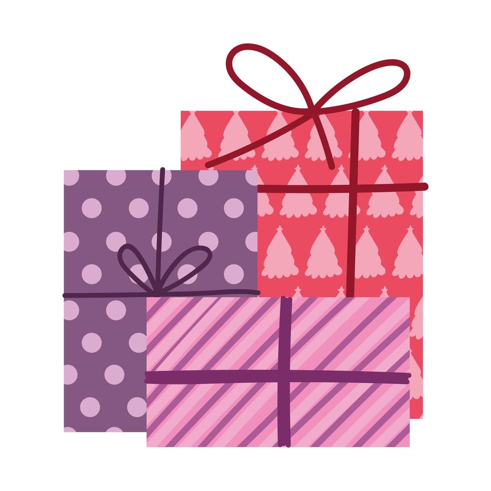 feliz navidad, colección, cajas de regalo, decoración, aislado, diseño vector