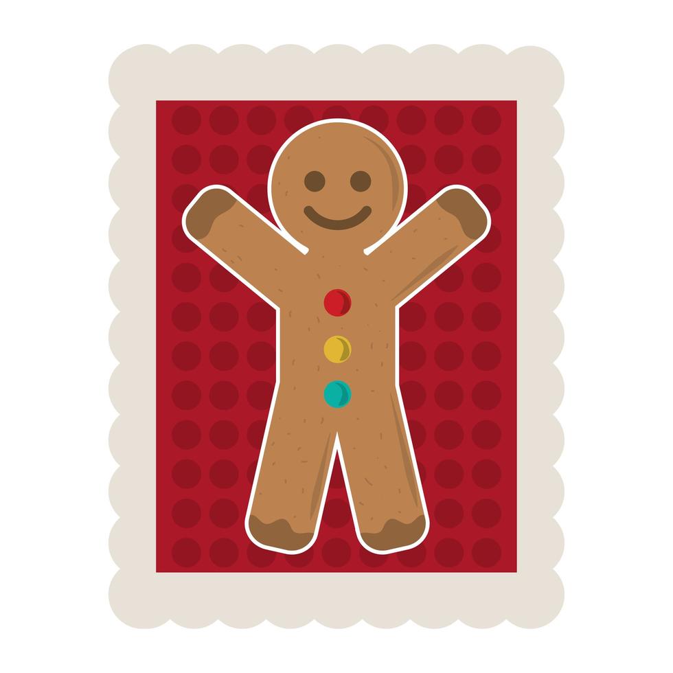 merry christmas gingerbread man cartoon decoration stamp icon vector