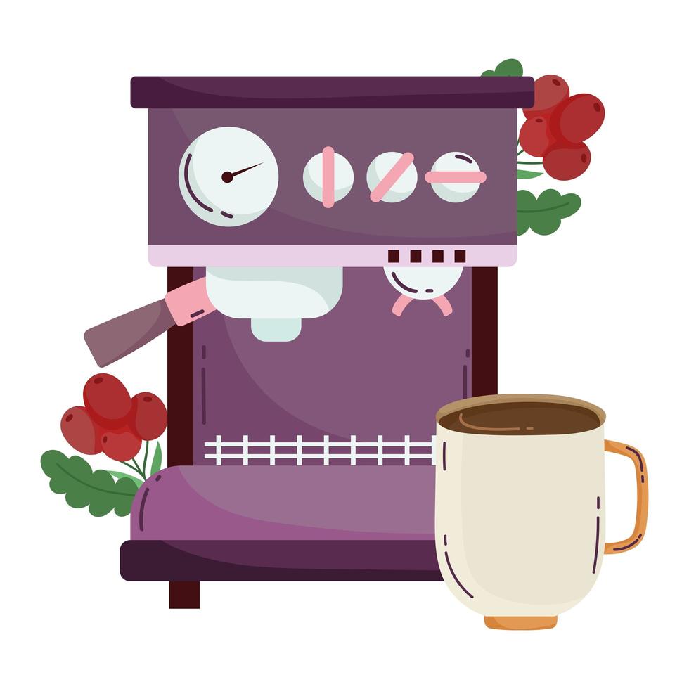 coffee brewing methods, espresso machine cup and seeds vector