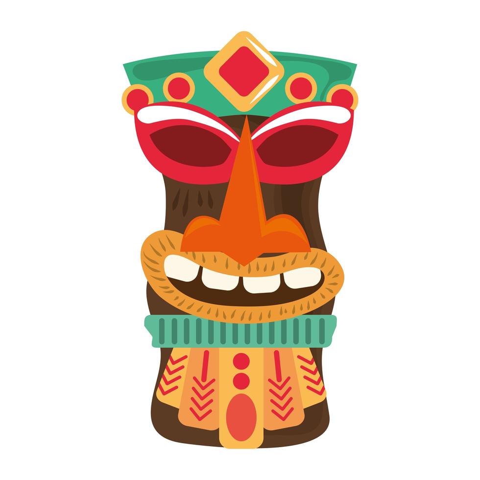 Tiki estatua de madera tribal aislado sobre fondo blanco. vector