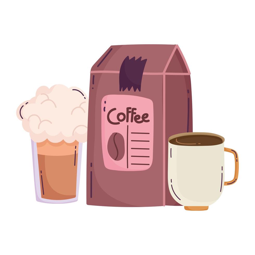 coffee brewing methods, frappe package and cup vector