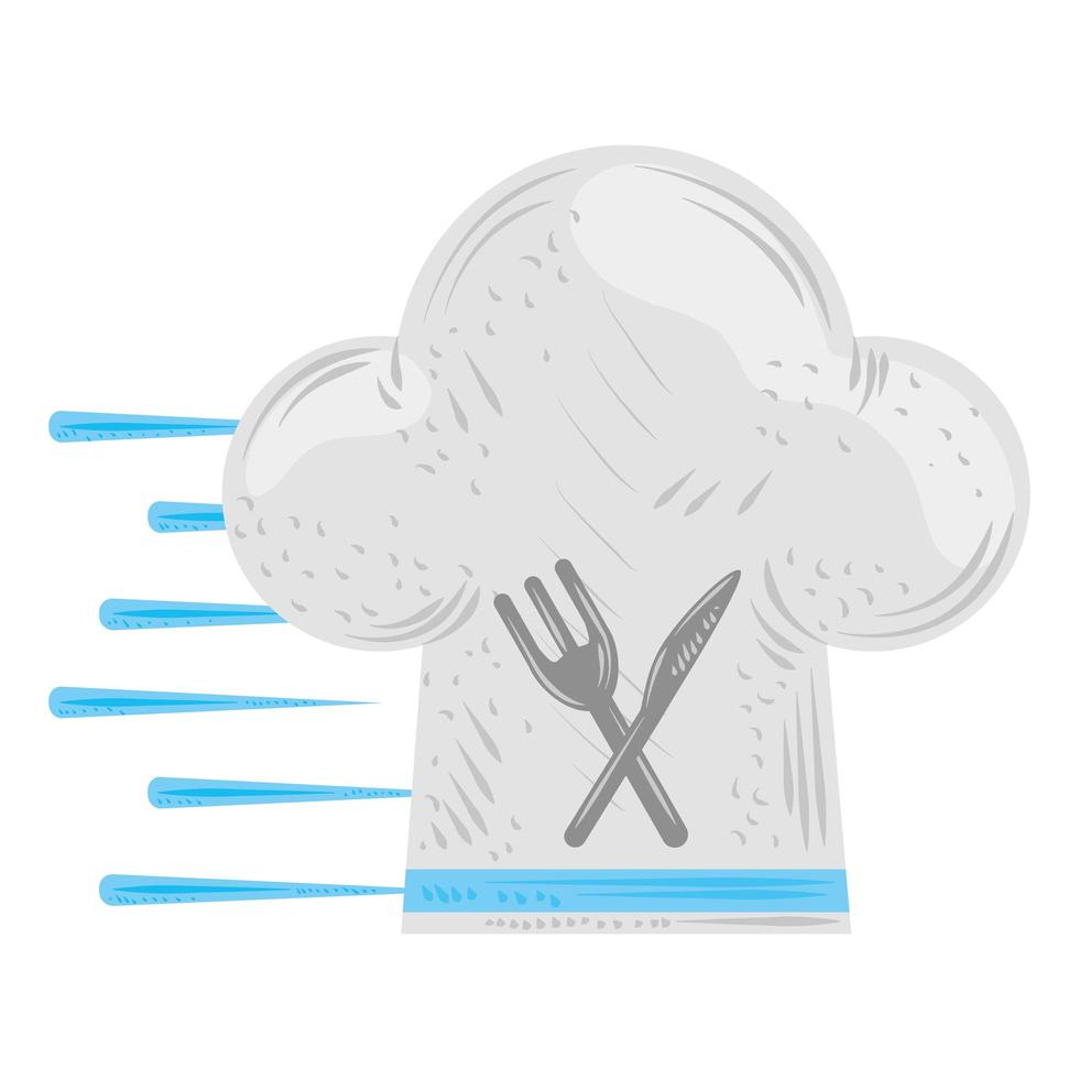 fast delivery, chef hat and restaurant food service vector