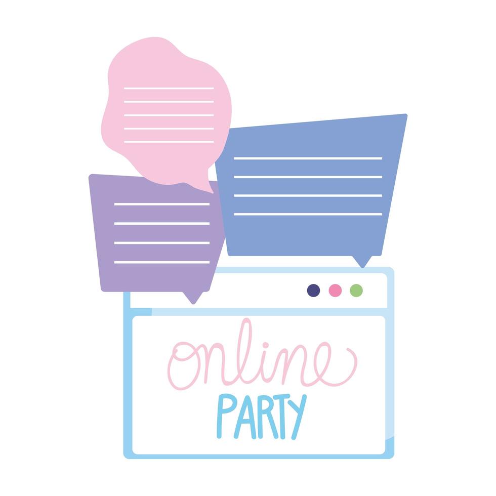 online party or meeting celebration website talk bubbles vector