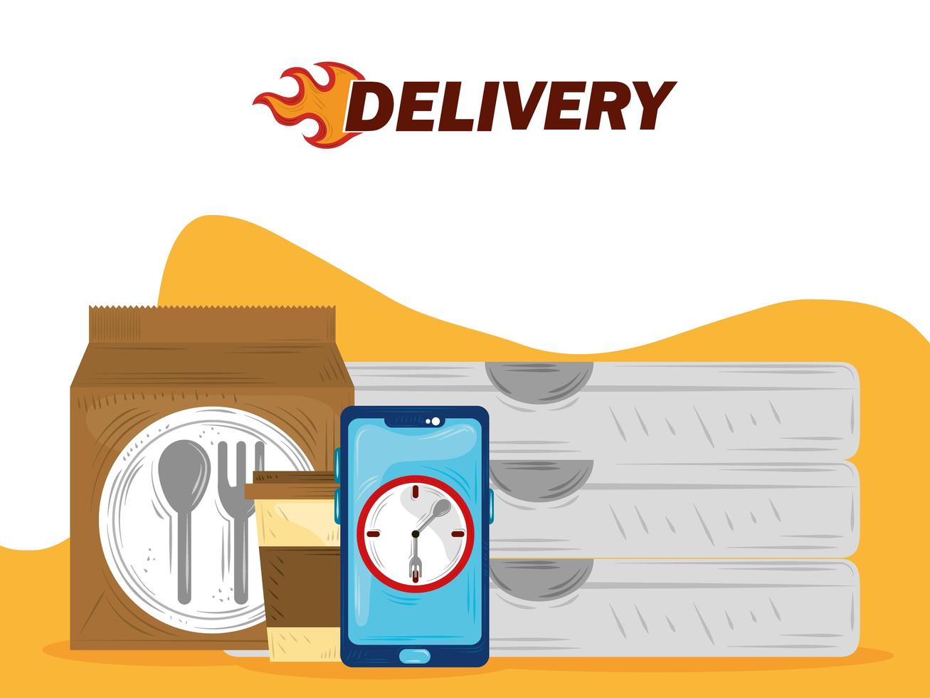 fast delivery online smartphone app food service vector