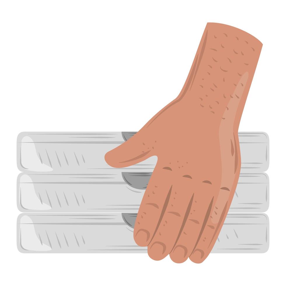 fast delivery service hand with pizza boxes vector