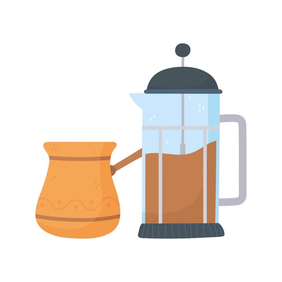 coffee brewing methods, alternative of different way, french press and turkish vector