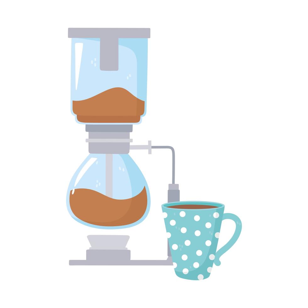 coffee brewing methods, syphon and coffee cup isolated design vector