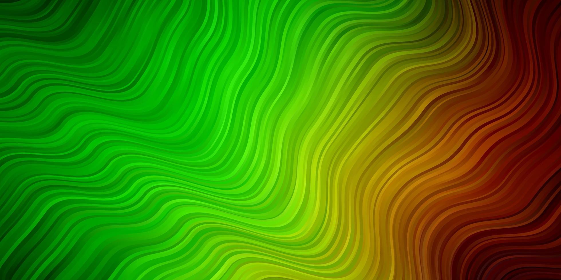 textura de vector verde claro, rojo con curvas.