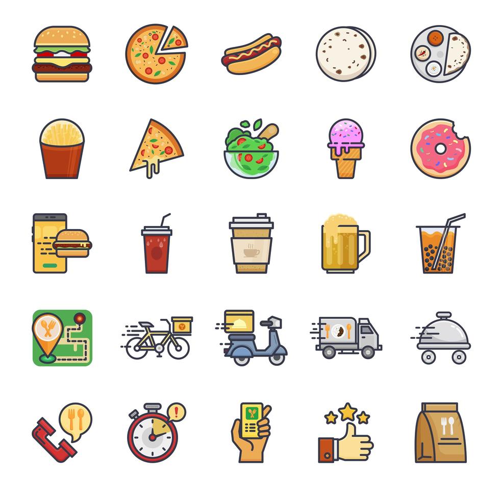 conjunto de iconos de comida rápida vector