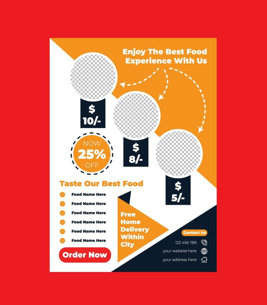 Fast Food Flyer Design Template For Restaurant Promotion vector