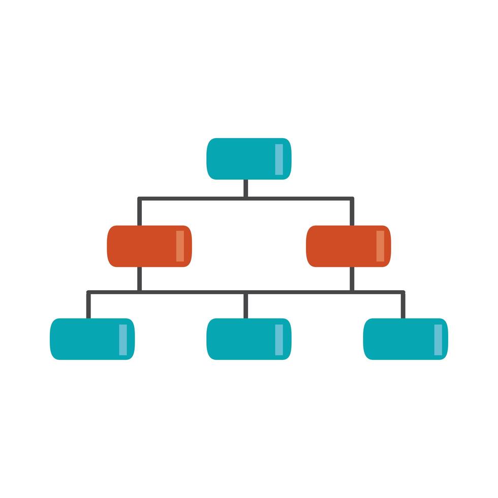 análisis de datos, organigrama corporativo icono plano vector