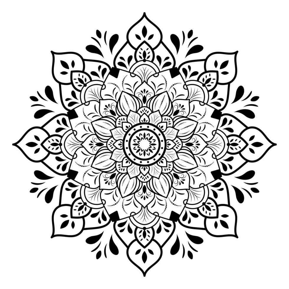 Black mandala design on white background vector