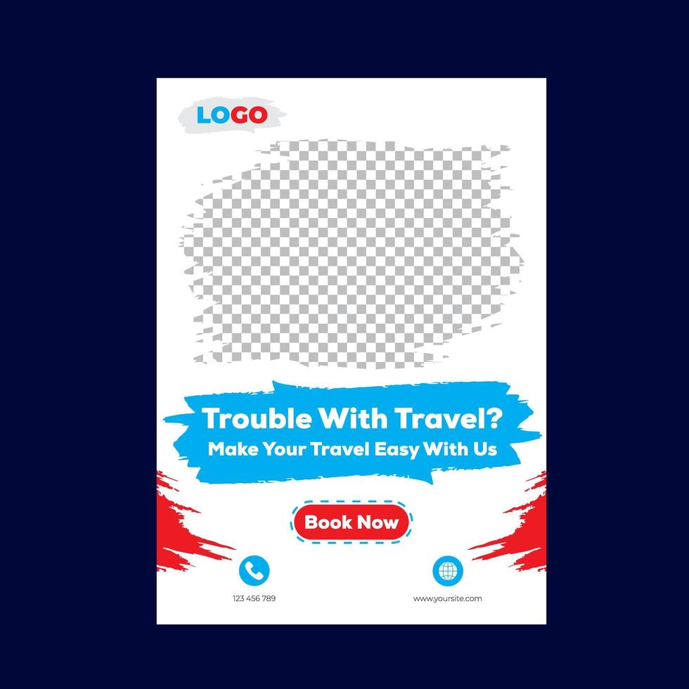 Travel flyer design template for promotion vector