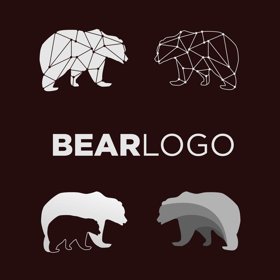 Geometric bear logo set vector