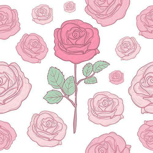 flores color de rosa mano dibujo arte lineal patrones sin fisuras vector