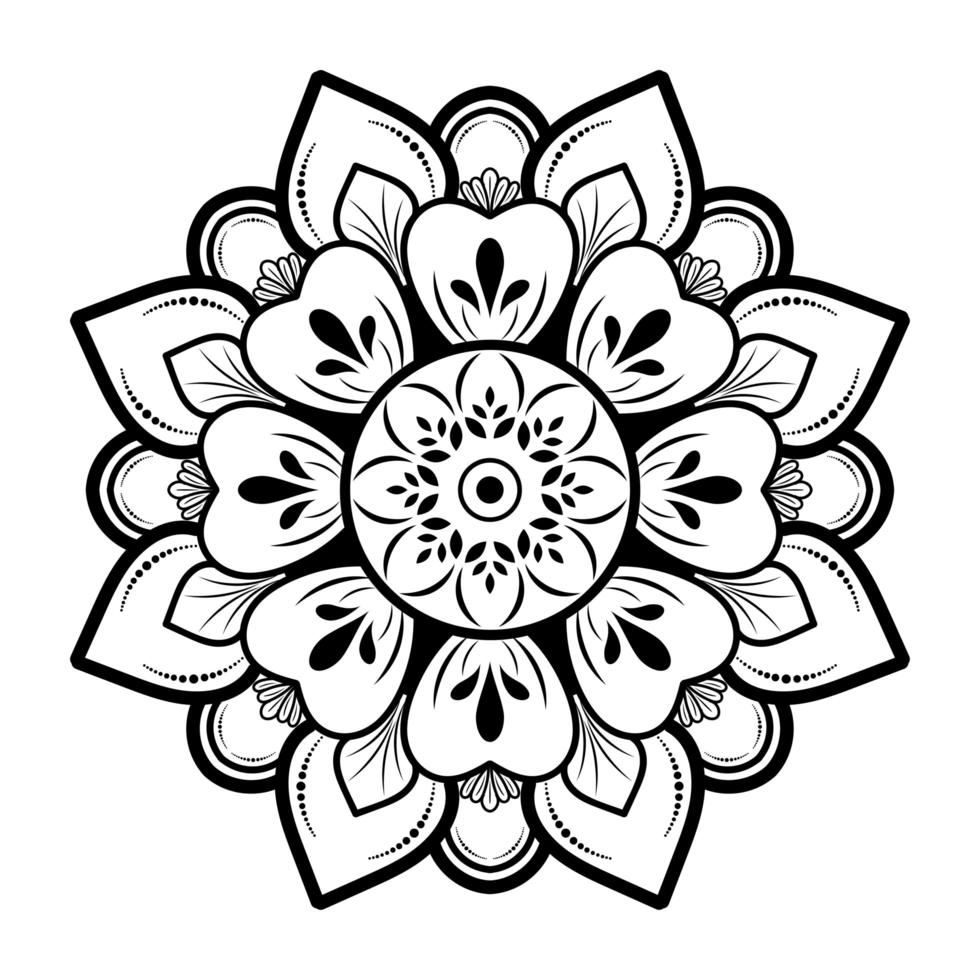 Black mandala design on white background vector