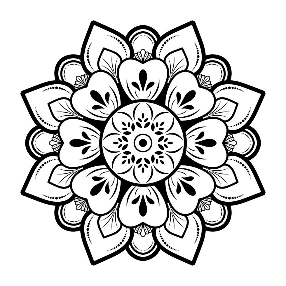 Black mandala design on white background vector