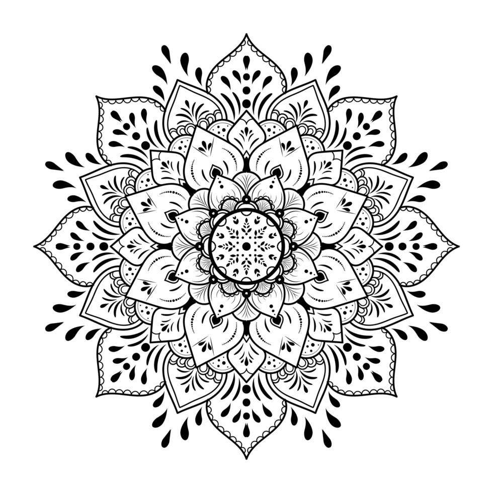 Black mandala design on white background vector