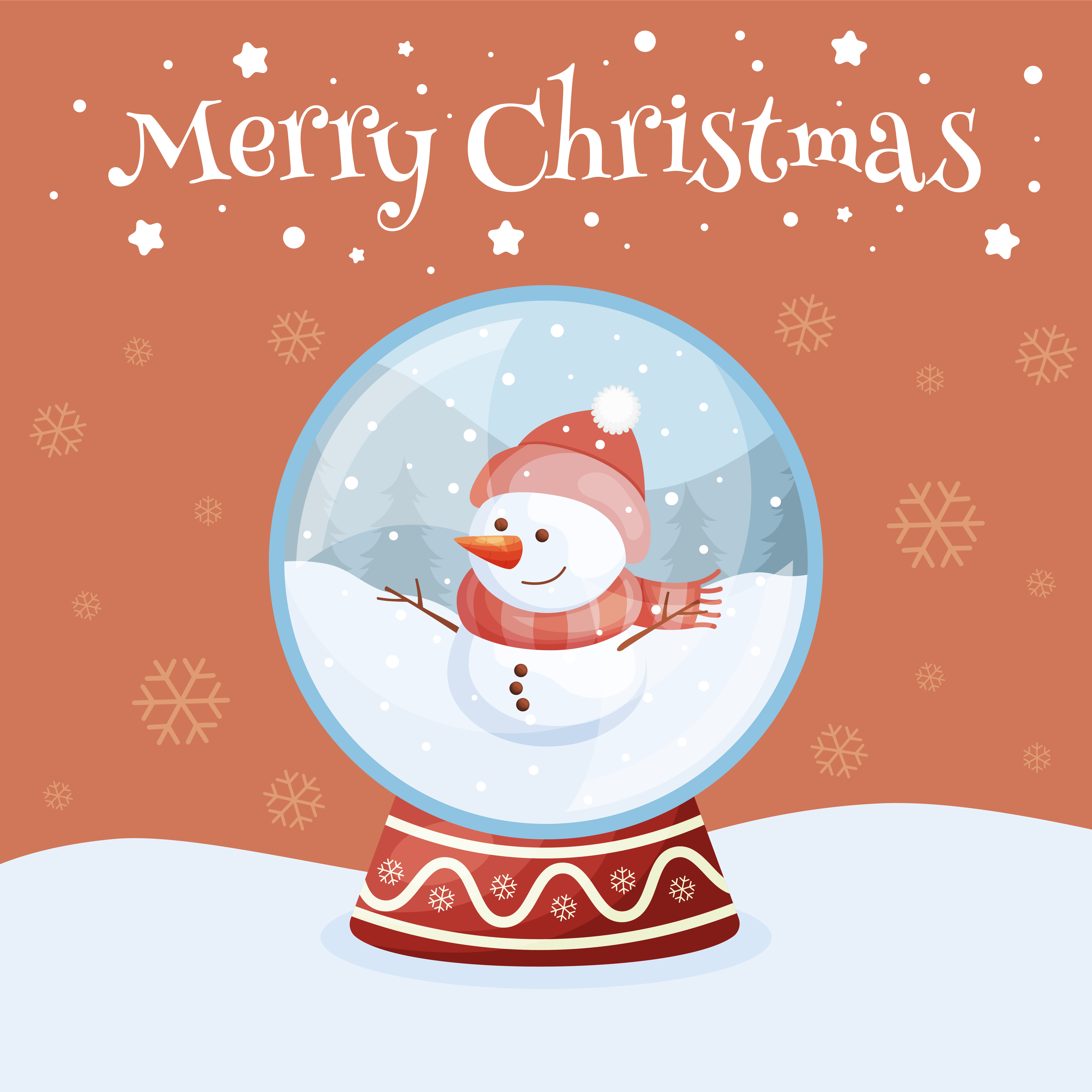 Merry Christmas greeting card with snow globe. vector illustration 1861170  Vector Art at Vecteezy