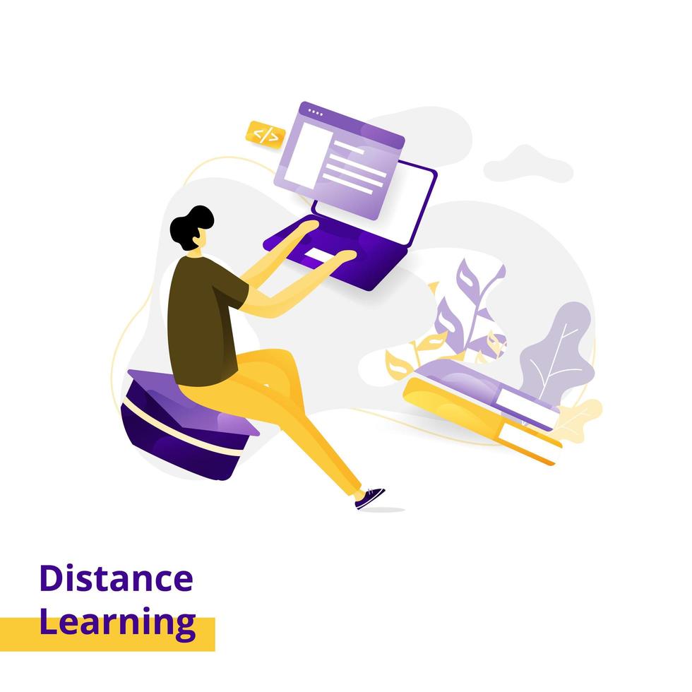 Landing page Illustration Distance Learning vector