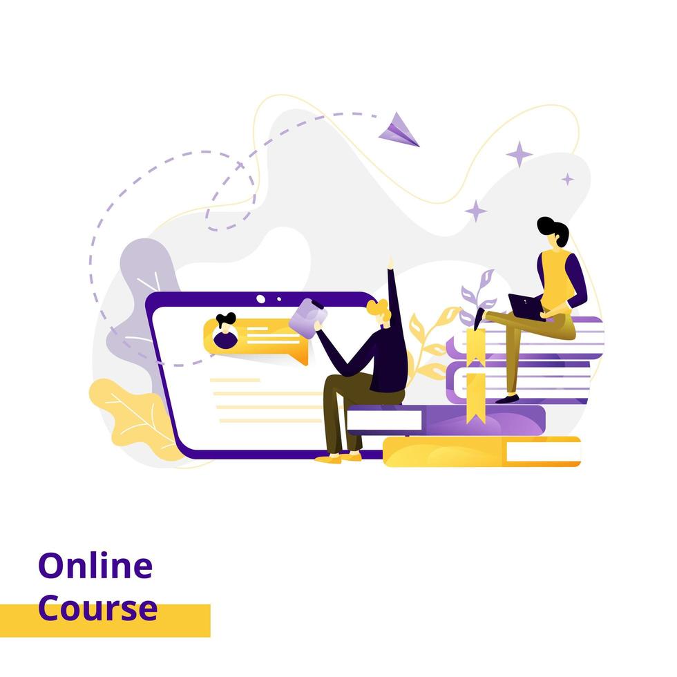 Landing page Illustration Online Course vector