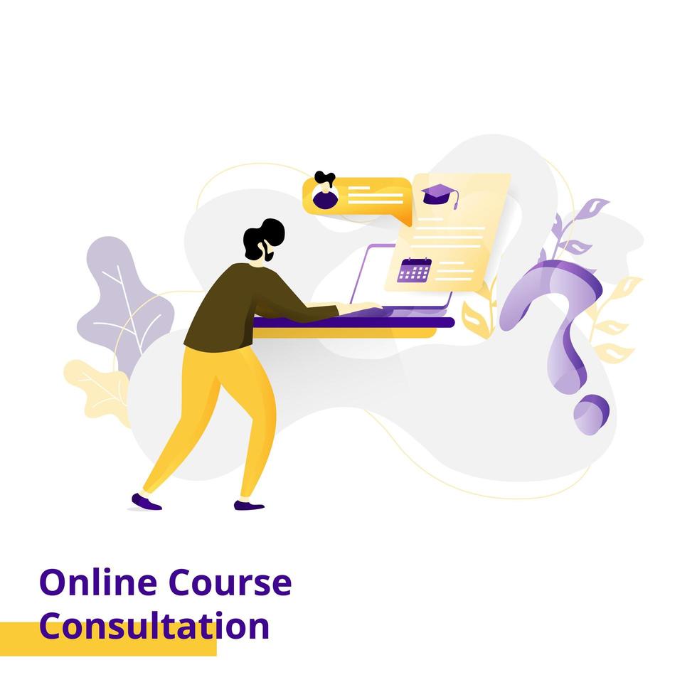 Landing page Illustration Online Course Consultation vector