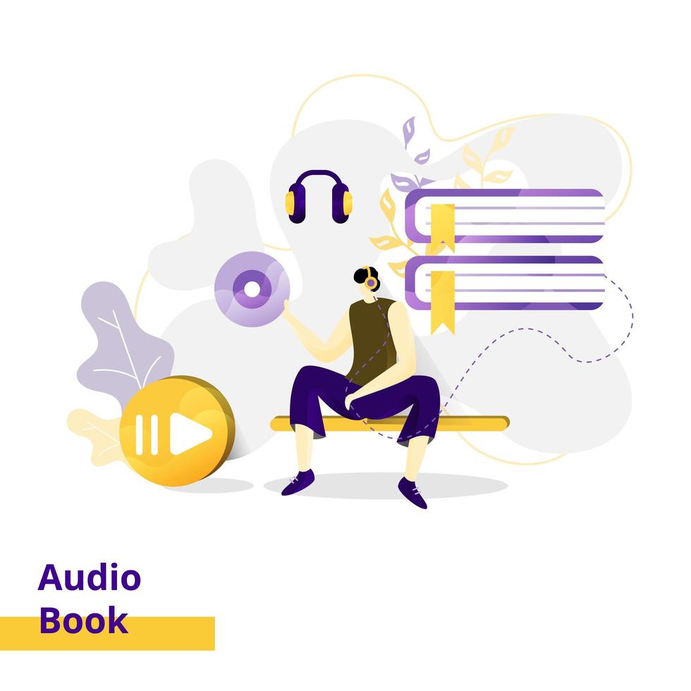 Landing page Illustration Audio book vector