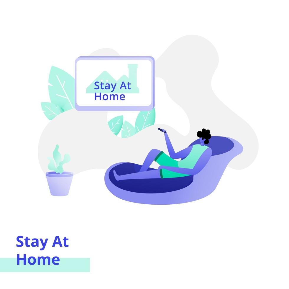 Illustration of landing page Stay At Home vector