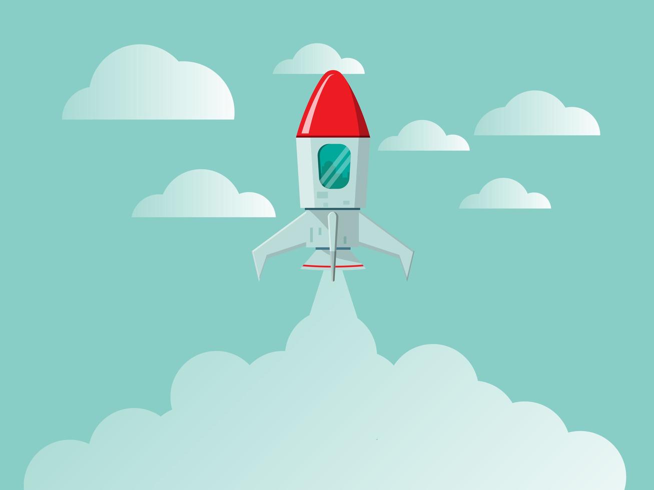 rocket launch new business startup concept vector