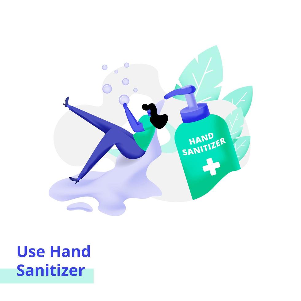 Illustration of landing page Use Hand Sanitizer vector