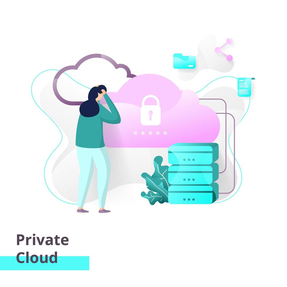 Landing page template of Private Cloud vector