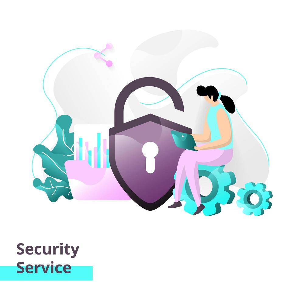 Landing page template of Security Service vector