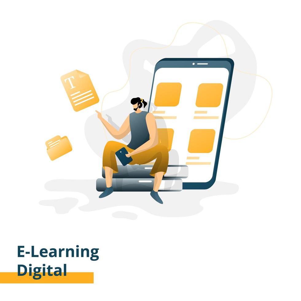 Digital e-Learning landing page vector