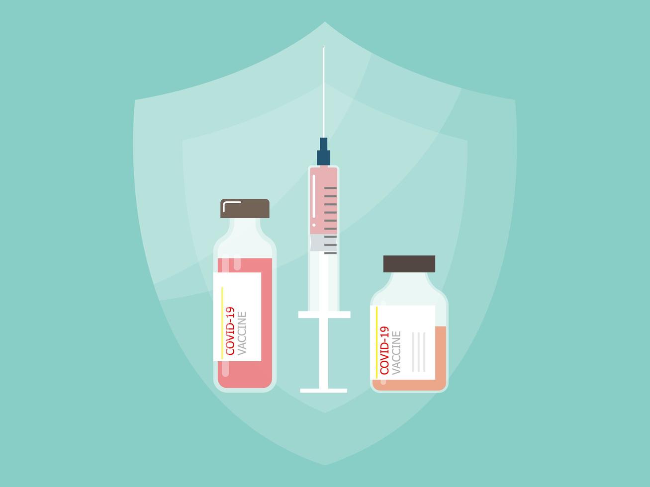 vaccine and syringe for prevention covid-19 vector