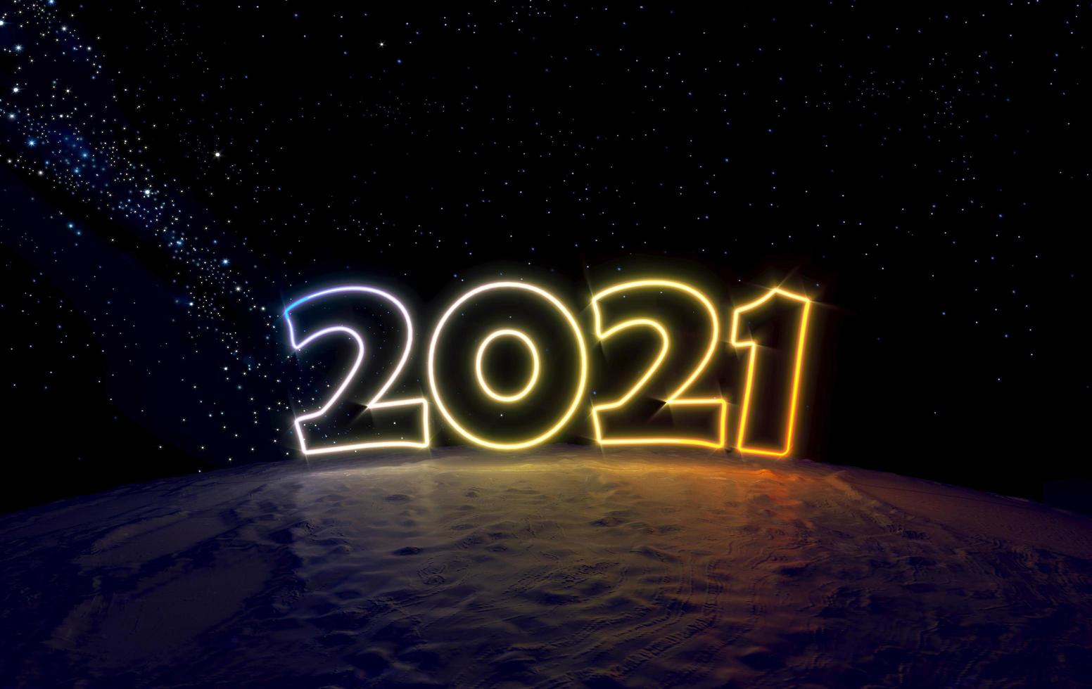 Ilustración 3D de 2021 en el espacio foto