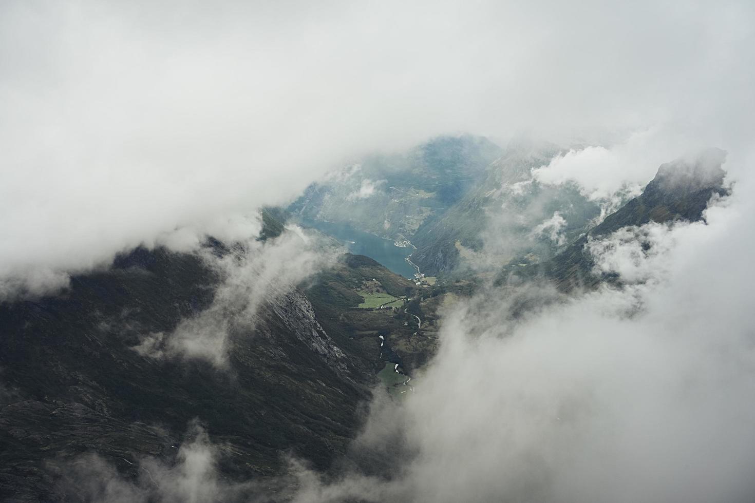 Foggy mountains and trees photo