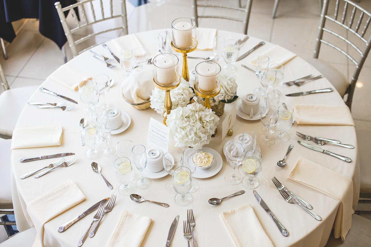 Top view of a decorated table photo