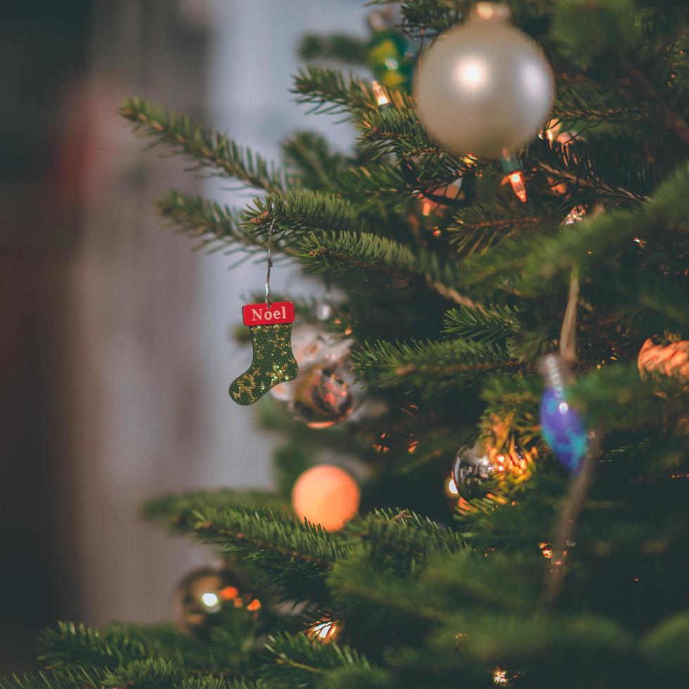 primer plano, de, un, árbol de navidad foto