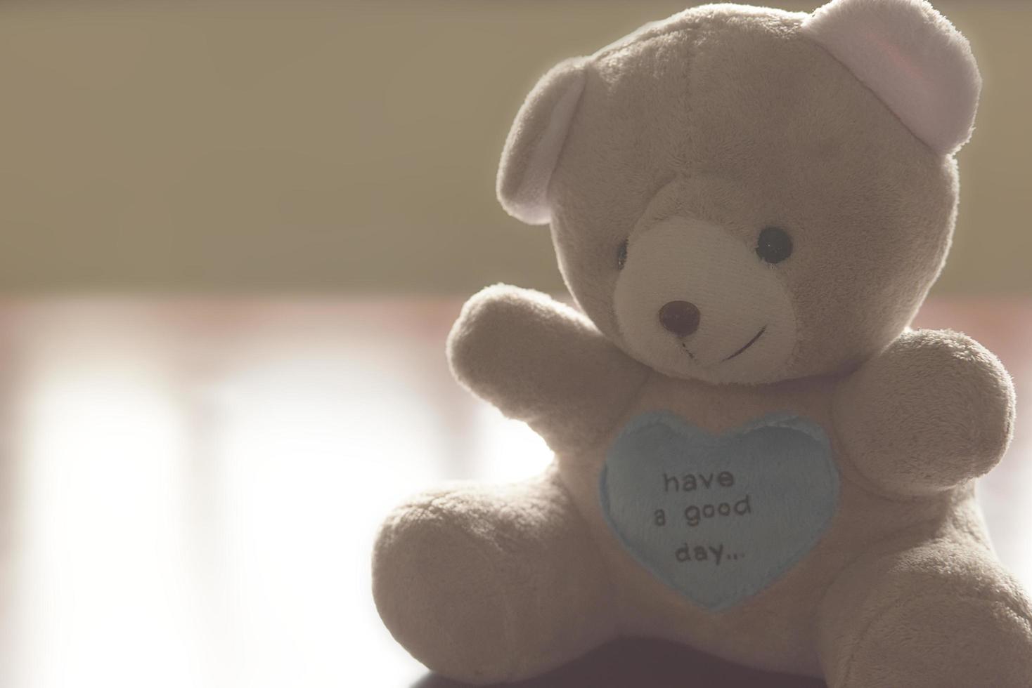 osito de peluche con un corazón azul foto