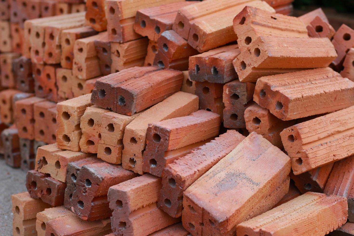 Pile of red bricks photo
