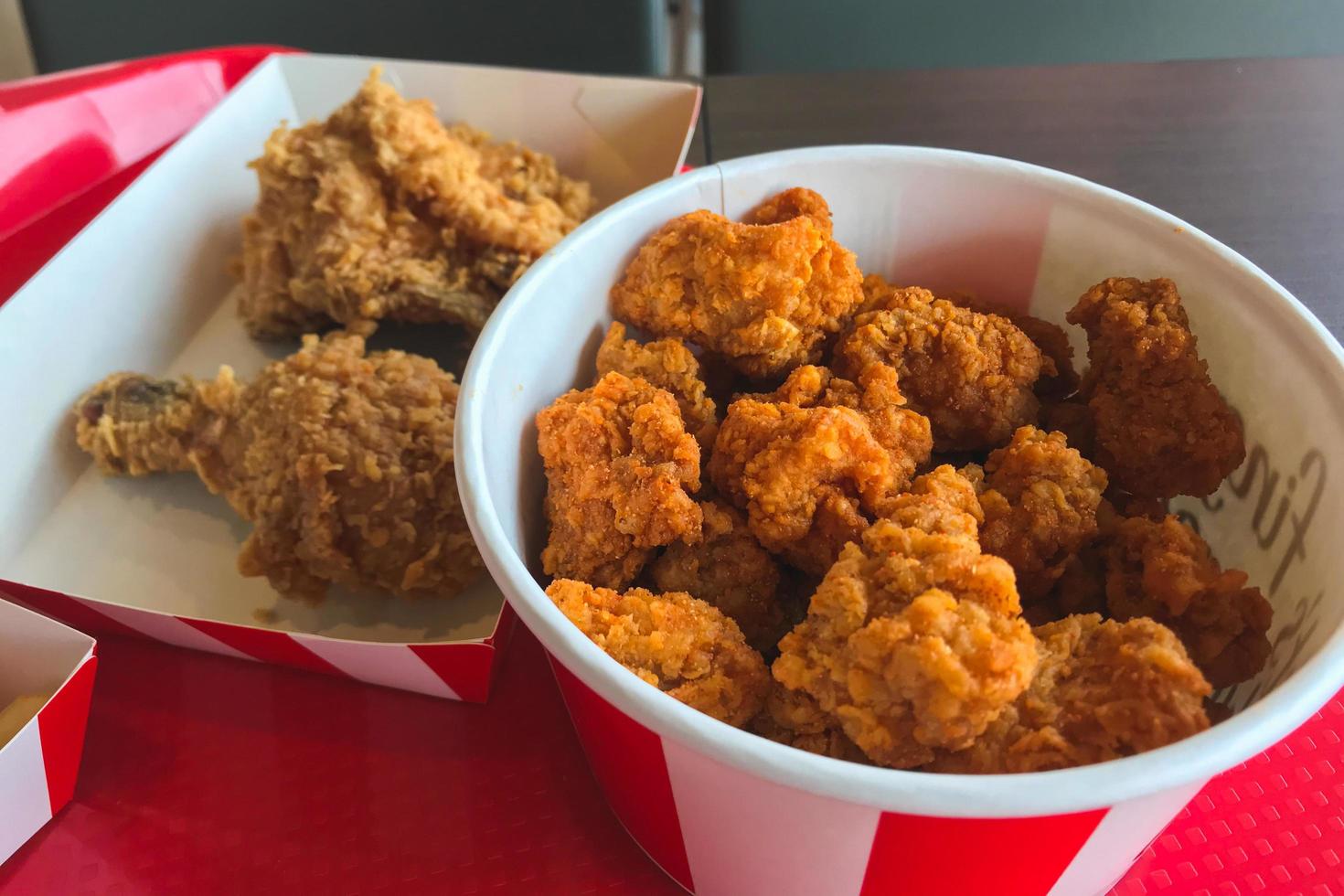 Bucket of fried chicken photo