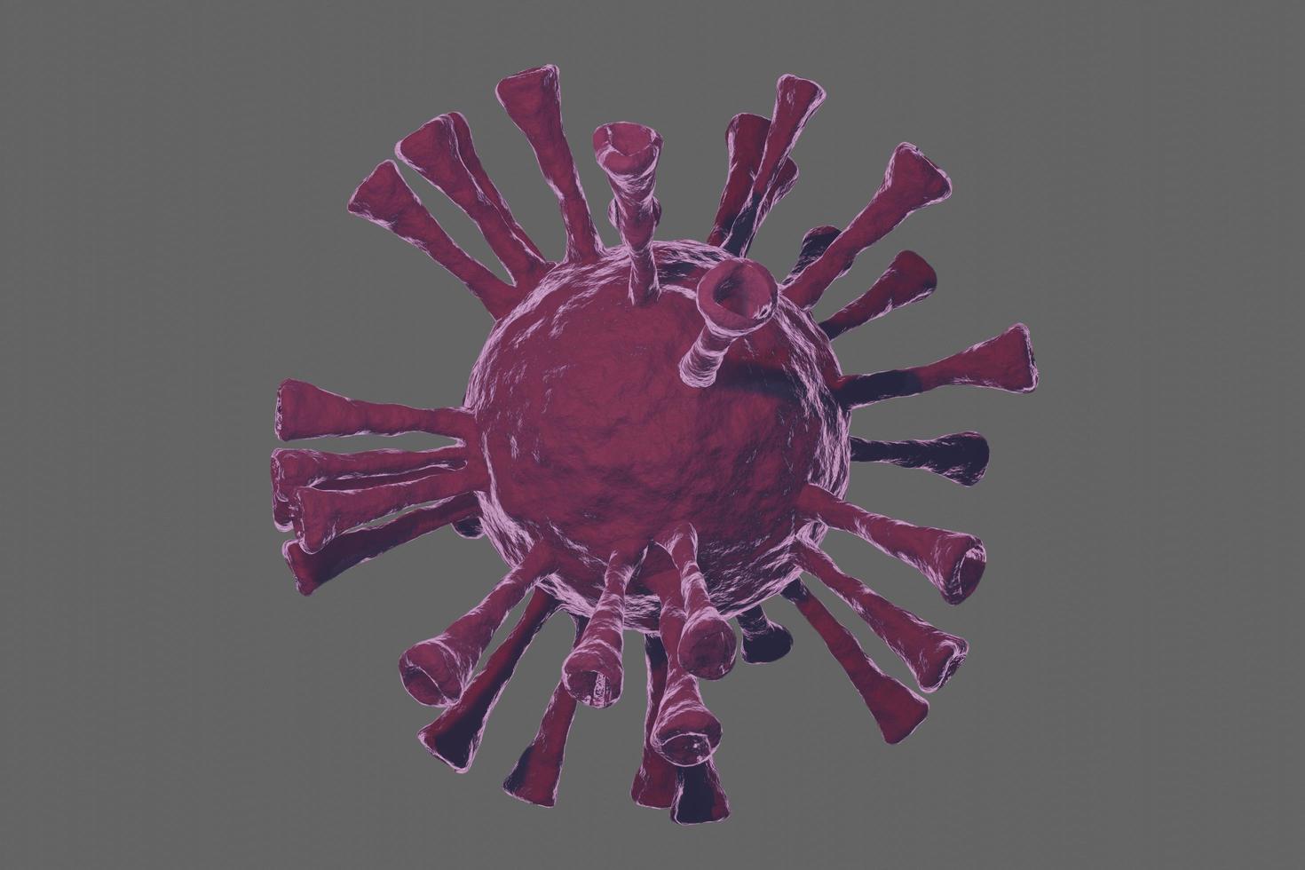 coronavirus o célula covid-19 bajo el microscopio foto