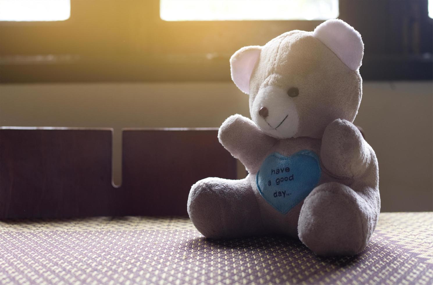 Teddy bear on a table photo