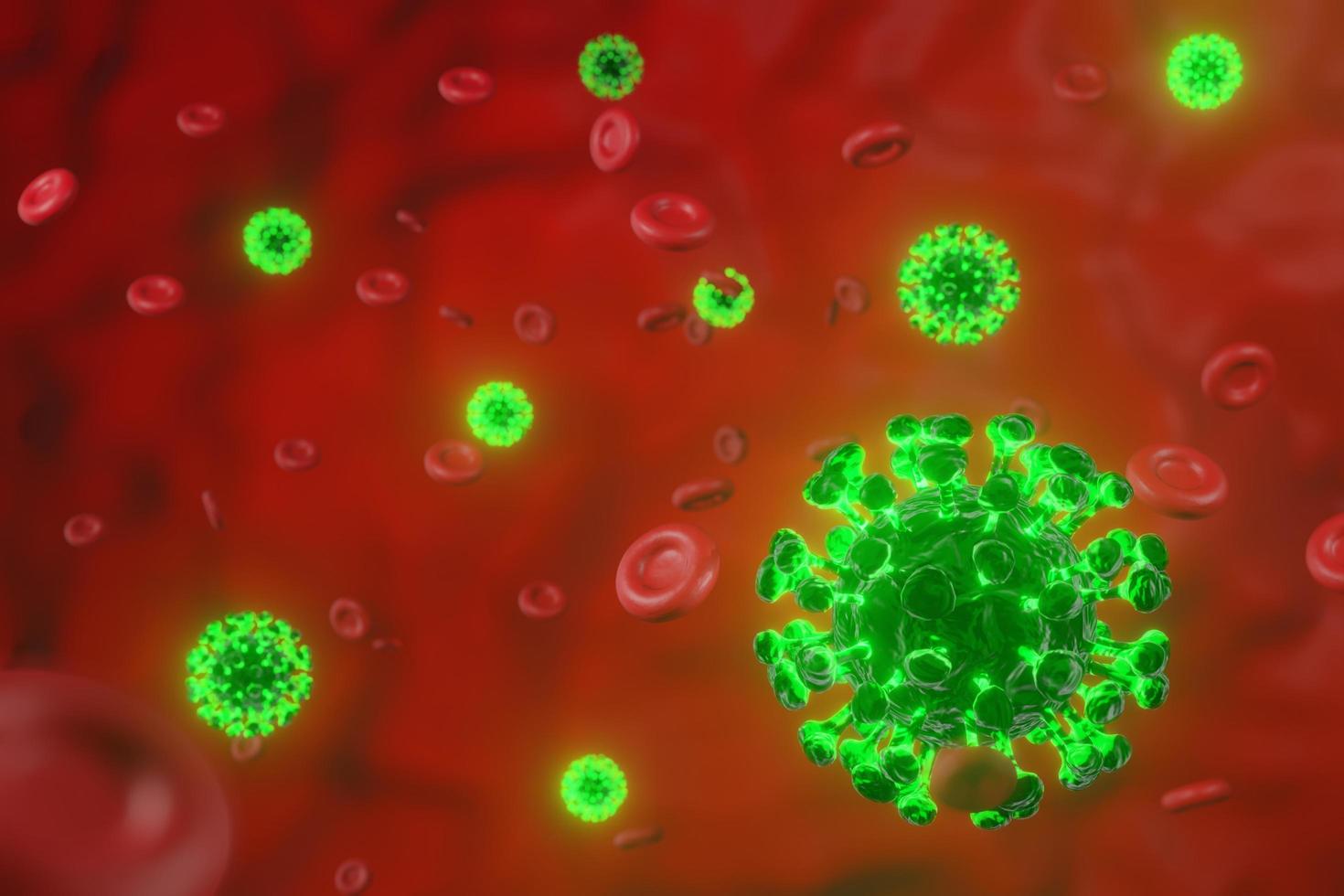 coronavirus o célula covid-19 en los eritrocitos foto