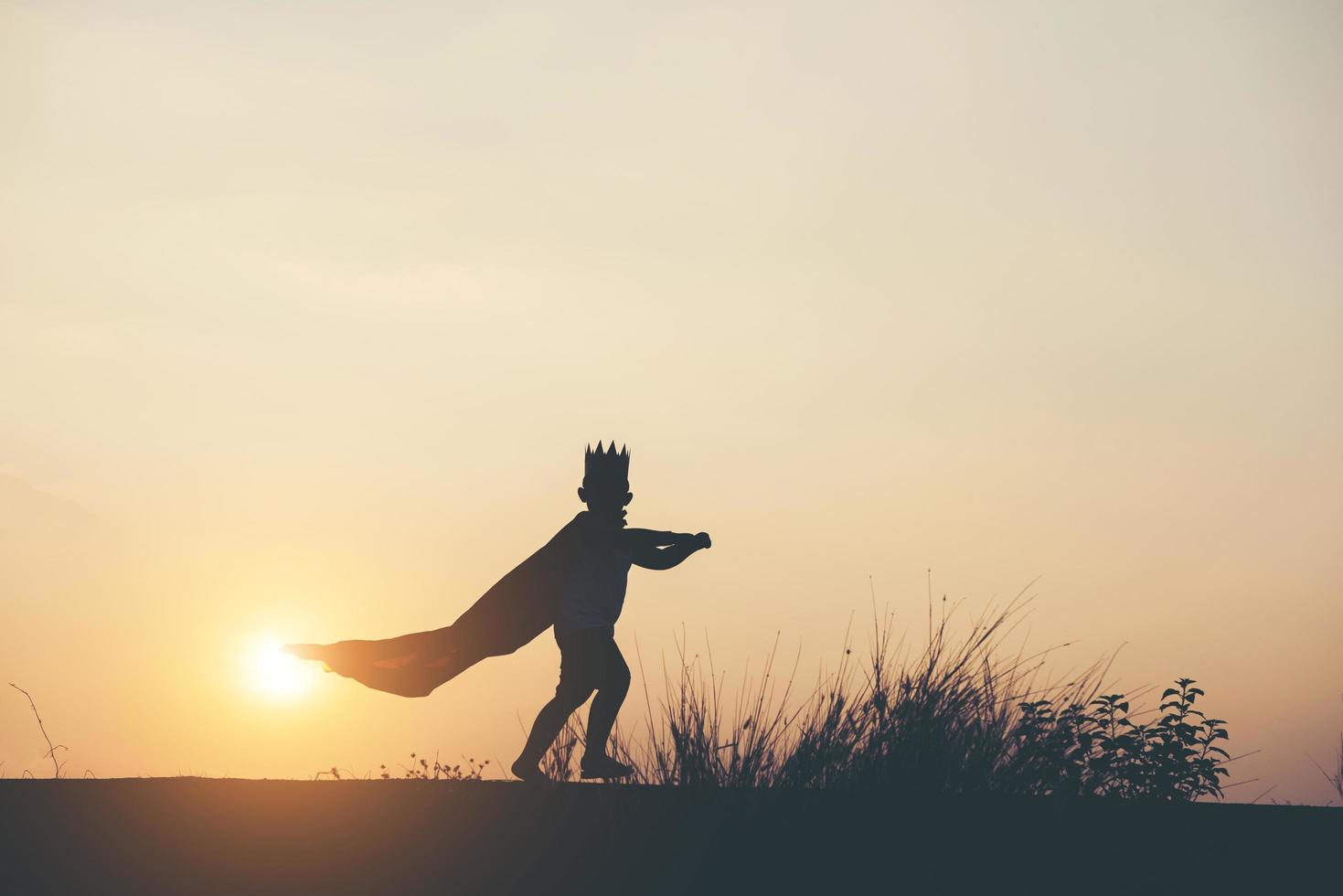 Super boy showing his powerful flying arms photo