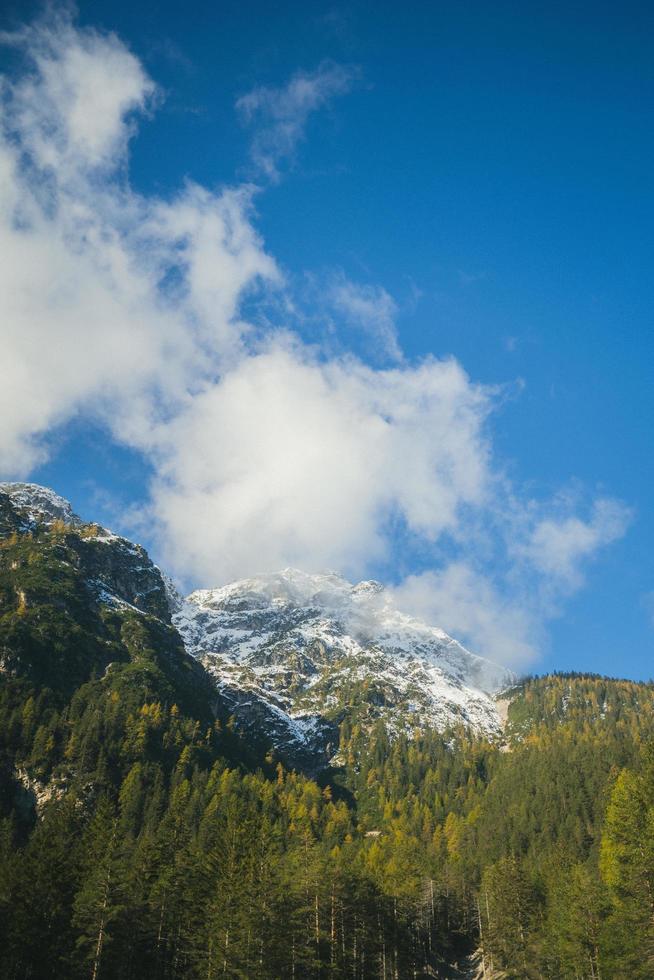Mountain and cloudy blue sky photo