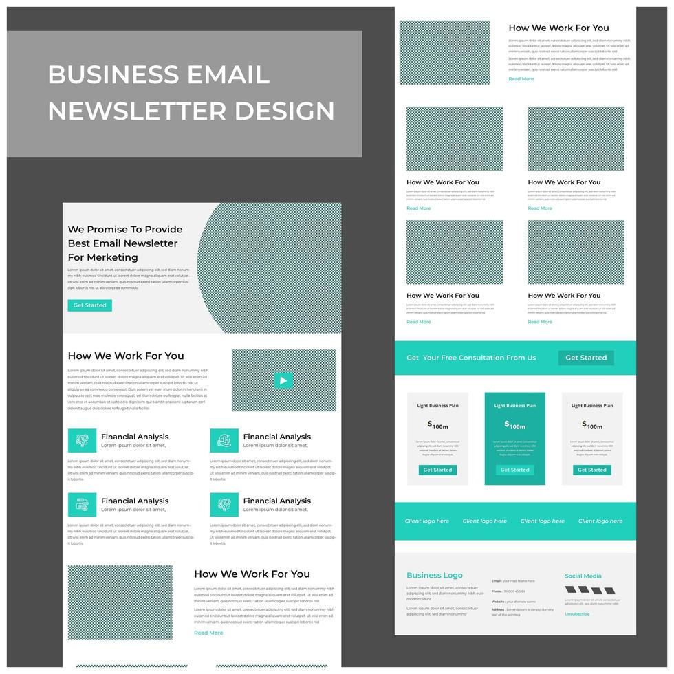 Business services marketing email template design vector